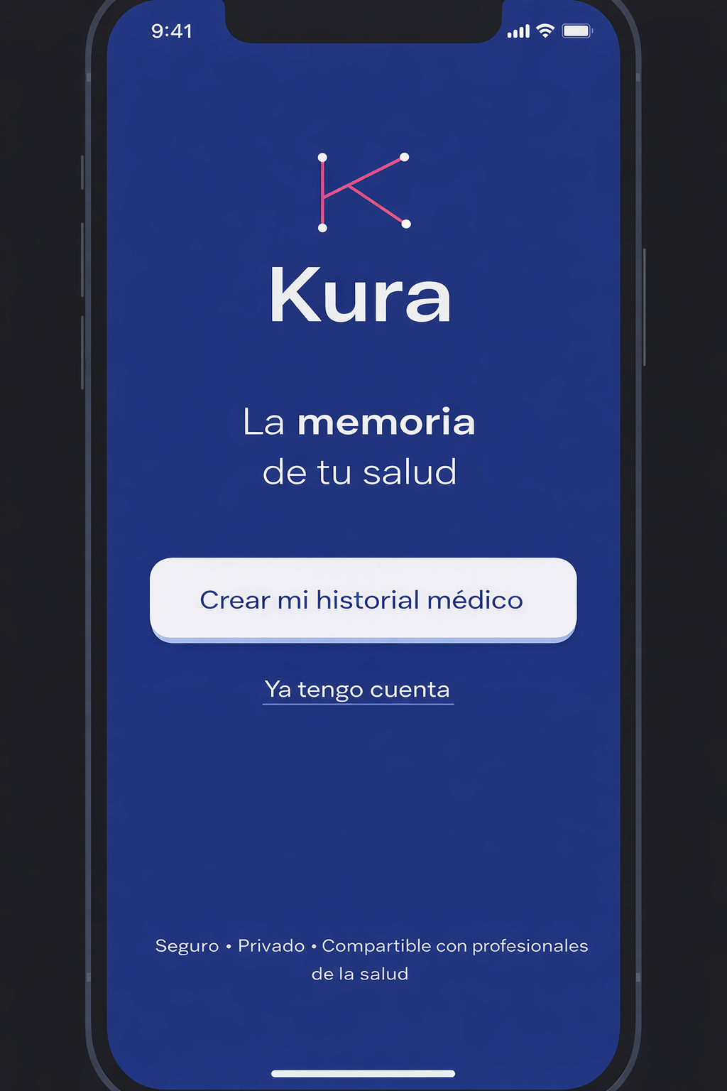 Vista previa de dKura: pantalla inicial