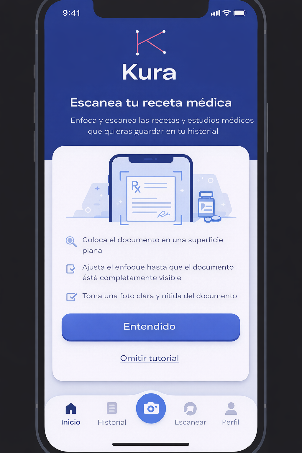 dKura mostrando el tutorial de escaneo